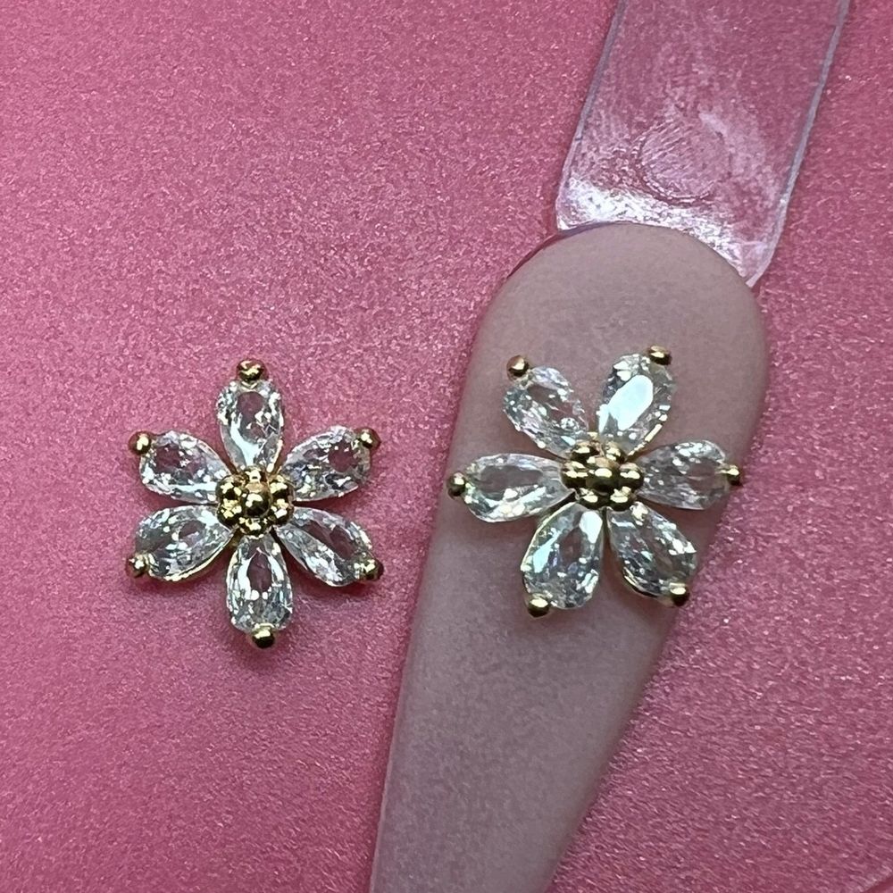2-piece 3D flower nail charms - 3