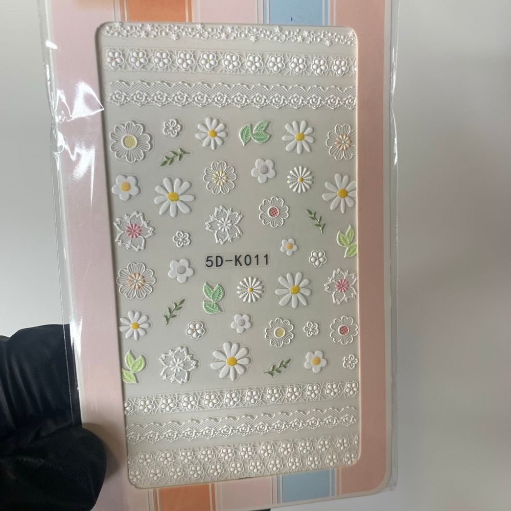 3D white flower nail stickers - 2