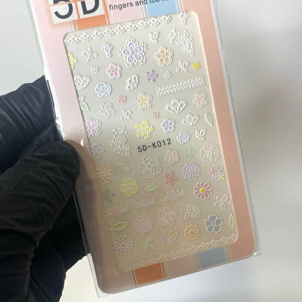 3D white flower nail stickers - 4