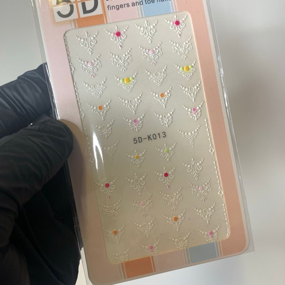 3D white flower nail stickers - 5