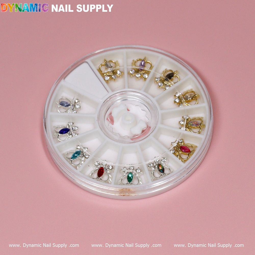 Gold crown heart swing nail charms - 2