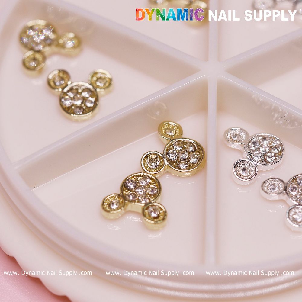 gold and silver Mickey nail charms wheel - 2
