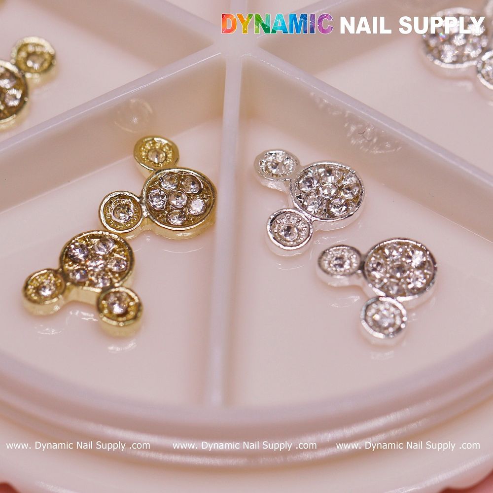 gold and silver Mickey nail charms wheel - 4