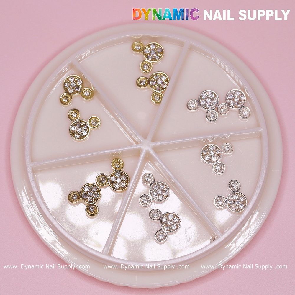 gold and silver Mickey nail charms wheel - 6