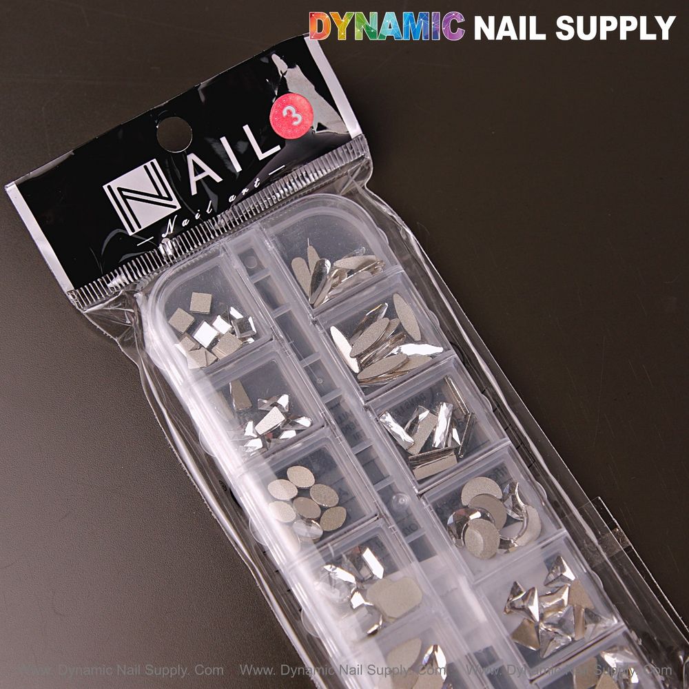 silver mixed nail rhinestones assortment - 4