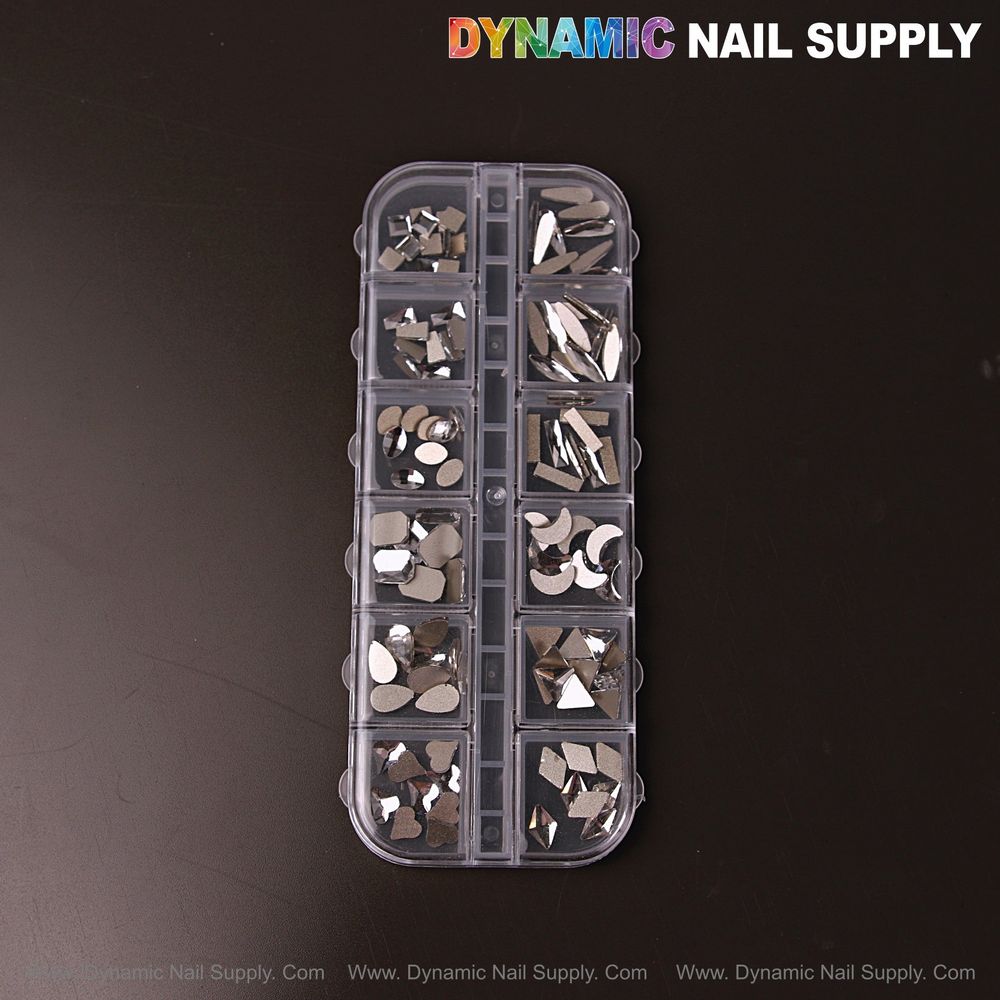 silver mixed nail rhinestones assortment - 5