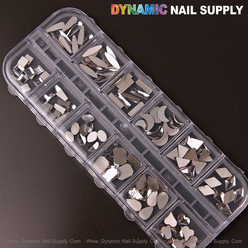 silver mixed nail rhinestones assortment - 6